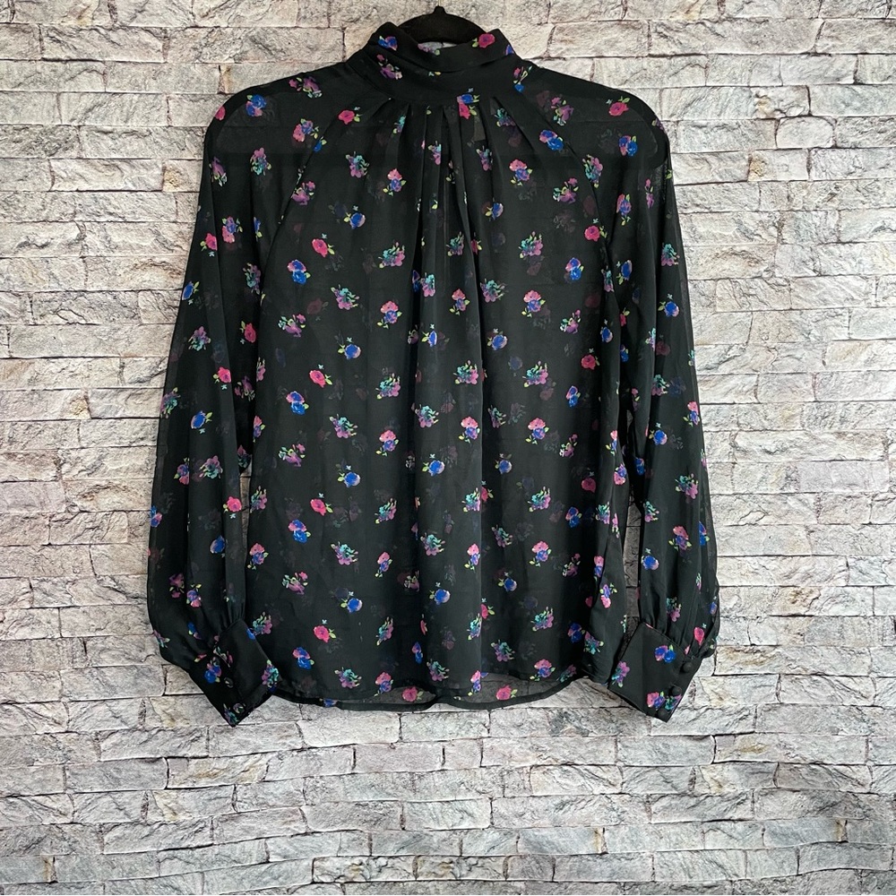 COPY - ASOS DESIGN High Neck Blouse in bright ditsy
